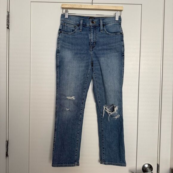 J Crew Jeans Womens 25P Blue High Rise Waist Classic Vintage Distressed Denim - Picture 1 of 14
